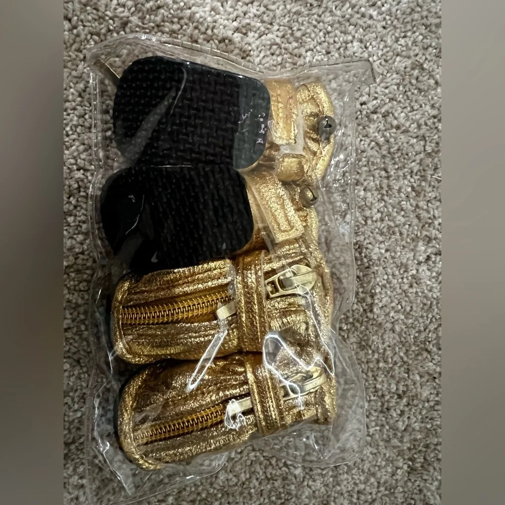 Gold doggie booties size Small